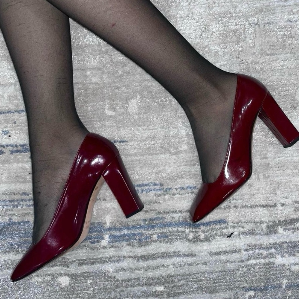 kate spade Burgundy Patent Block Heel Pumps